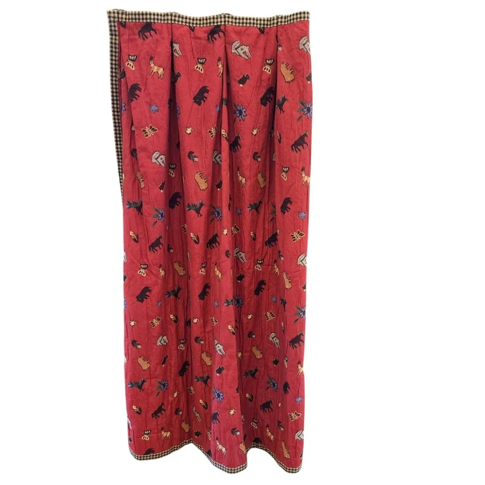 Set Of 2 Handmade Lined Curtains 28x49 Lodge Cabin Animal Embroidered ~4 avail.